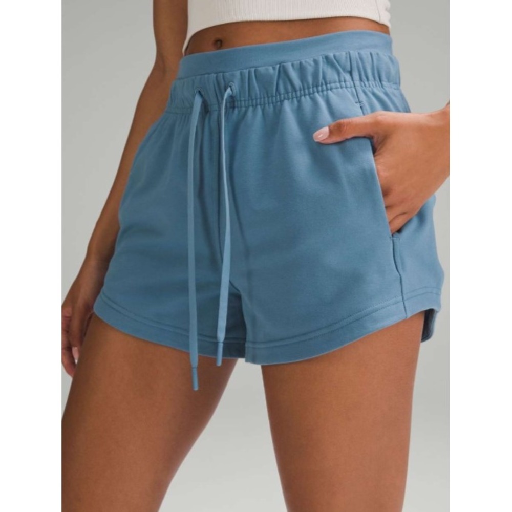 Lululemon, 4 High Rise Inner Glow Shorts, Athleisure, Utility Blue, French Terry